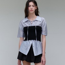 아워코모스 comos 1176 lace-up tencel silky shirt (sky blue)
