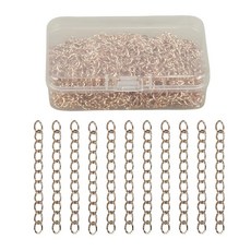 MAHAVIMOKSA 1Box 200pcs DIY Craft Jewelry Making (로즈 골드) 용 50x4mm 꼬리 연장 체인