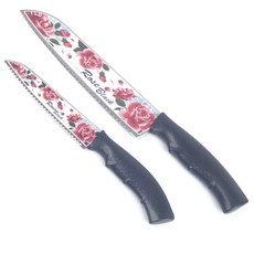 국내생산 장미칼 로즈블랙 주방칼 식도+과도, 1개
