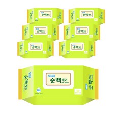 순백케어 빅사이즈 엠보 물티슈 캡형 60매, 6개, 60개입, 55g