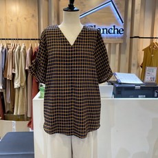 [메종블랑쉬] 지지미 체크블라우스 M202MBL668