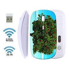 [꿈꾸는직구]W4D24D2 MSD 무선 마우스 2.4G USB 수신기가 장착 된 검은 색 기본 여행 마우스 노트북 PC 노트북 컴퓨터 용 1000 DPI로 무소음 및 무음 클릭 MacBook 이미지 ID 8041825 사과 과일 나무 초현실적, 본상품선택, MYADAVascA _ 쌀 테라스 SA 근처 _ 883