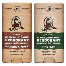 Dr. Squatch 닥터 스콰치 남성용 천연 데오드란트 – 냄새 알루미늄 프리 매버릭 머스크 파인 타르2.65온스 2팩, Wildwood Maverick, 75g, 2개