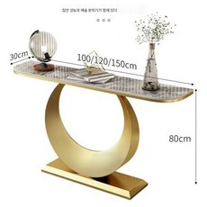 복도콘솔 폭좁은테이블 미니 현관 콘솔 철제 장식장, 기둥 금색+회색, 80x30x80cm