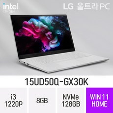 LG전자 울트라PC 15UD50Q-GX30K - 휴대용 대학생 인강용 문서작업 가벼운 초경량 대학생 노트북 *사은품증정*, 8GB, Win11 Home, 128GB