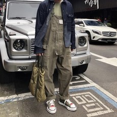 YAHOO 오버롤 츠나기 점프슈트 데님 멜빵 바지 스트리트 빈티지 포켓 와이드