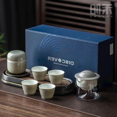 지니스토어 화양행성 퀵컵 유리 ET 여행용다기 도자기 사파리 휴대 스핀들 차우리기, 박스 달의 회 （무 화상방지 귀 ）_