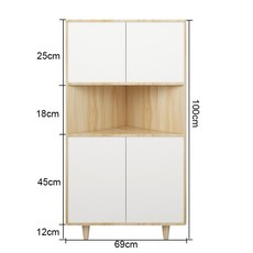 포스트모던 코너책장 모서리장식장 거실코너선반 삼각코너장, [로그 + 백색] 50 x 50 x 100