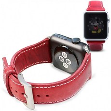 SLG Design Apple Watch 42mm 44mm 용 밴드 가죽 바다랏시 왁스 가죽 레드 애플 시계 벨트 series1 serie, 단일상품, 단일상품