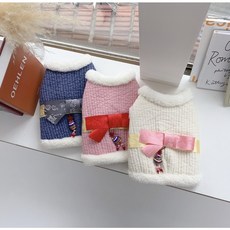 페시얌 강아지 왕리본 한복 배자 조끼 설빔 S-3XL, 핑크, 1개