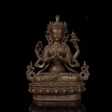 Atlie 중국 청동 불상 티베트 불교 용품 shadakshari avalokitesvara 티베트 불상 4 무장 한 gwan 음과, 단일