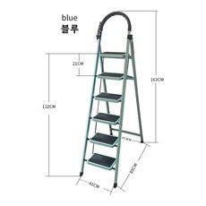 GBKING 접이식 사다리 가정용 6단 계단형 사다리 안전발판사다리 A형사다리, 블루, 1개