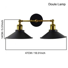 레트로 빈티지 로프트 블랙 E27 LED 벽 램프 철 산업 장식 실내 조명 브래킷 벽 조명 거실 침실 침대 옆, 이중 램프