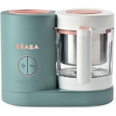 BEABA 베이비쿡 네오 글라스 베이비 푸드 메이커 4 in 1 스팀 쿠커 &amp; 블렌더 스테인리스 스틸 바스켓과 저수지 5.5컵, 단일옵션