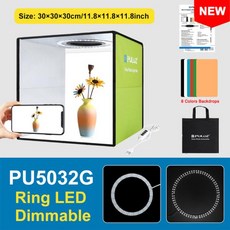 스탠드 조명 PULUZ 30cm 사진 스튜디오 상자 Foldable 반지 LED 라이트 박스 슈팅 텐트 키트 6 색 배경 Sof, 03 30cm Green Version, 1개