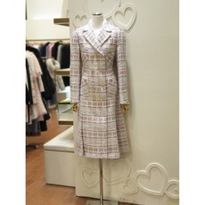 샤틴 카라넥 더블버튼 트위드 롱 자켓