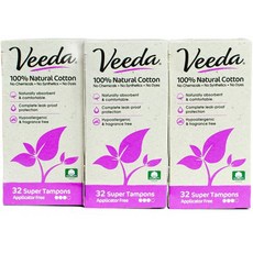 Veeda 100 % 천연 면화 어플리케이터 무료 탐폰 슈퍼 흡수성 컴포트 디지털 슈퍼 탐폰 염소 독소 및 무농, 1