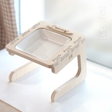 고양이 밥그릇 1구 2구 원목식기세트 고양이식탁 도자기 나무식기, 1. 1구 식기셋트 (받침대+식기), 1개