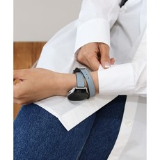 갤럭시워치 스트랩 가죽 슬림 더블 두줄 스트랩 밴드 시계줄 5 4 싱글 블랙, 슬림 더블 20mm, 블루린, 1개