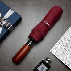 준성 JUNSUNG 접이식 고급 원목 손잡이 대형 튼튼한 3단 자동 우산
