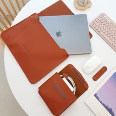 노트북 파우치 맥북에어 m1 가방 케이스 파우치 갤럭시북s 이온2 LG 그램 13 14 15 15.6인치, 브라운