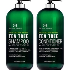 Botanic Hearth 보타닉 허스 100% 퓨어 티트리 오일 샴푸 컨디셔너 Botanic Hearth Tea Tree Shampoo and Conditioner Set wit