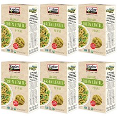 Explore Cuisine Green Lentil Penne Gluten Free Vegan Pasta 익스플로어 퀴진 그린 렌틸콩 펜네 비건 파스타 8oz(227g) 6팩, 1개, 227g