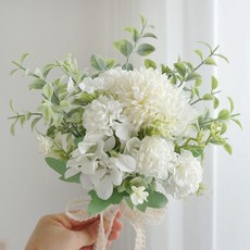 엘블랑꼬 셀프웨딩 부케 10송이 카라부케 조화 세련된 셀프 웨딩 소품 화이트 상품 이미지