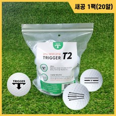 새상품 트리거 T2 특허받은 퍼팅라인 골프공 화이트 1팩(20알), 트리거 T2  삼선 퍼팅라인 골프공 1팩(20알), 1개 - 라인골프공