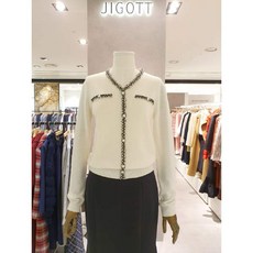 [현대백화점]JIGOTT(지고트) JKBE1PO32 트위드 배색 진주단추 니트