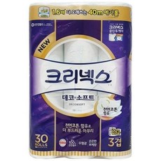 크리넥스화장지 데코소프트 3겹 40m 30롤 롤화장지 화장지 gx, 30개