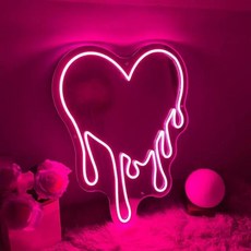 녹는 하트 거울 LED 핑크 네온 조명 사인 홈 데코 웨딩 파티 메이크업 룸 살롱 매장 장식 소녀 선물