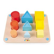 Janod Essential-18 세 이상 연령대의 모양과 색상 인식을 개발하기위한 볼륨 내장 퍼즐, One Color_One Size, One Color_One Size, 상세 설명 참조0