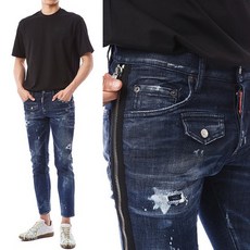 디스퀘어드 앞포켓밑단지퍼 멀티디스 진청진/74LB0837