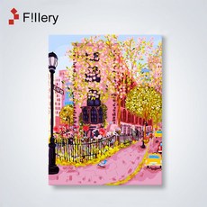 FiIIery diy페인팅 명화그리기 그림그리기유화 튤립 장미꽃 그리기세트 45 x 60cm 앞치마를 증정해드립니다, 13-핑크 스트리트