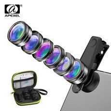 APEXEL 6 in 1 전화 카메라 렌즈 어안 렌즈 와이드 앵글 매크로 렌즈 CPL 스타 필터 ND32 Fliter for Samsung Huawei 모든 스마트 폰|휴대전화, 1개, 단일, 단일