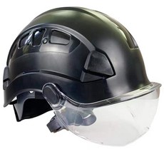 경량 안전모 헬맷 충돌 방지 눈 머리 보호 작업 현장, 검은 색 캡 + 투명 고글