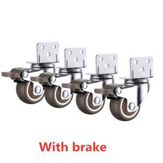 고무 유모차 캐스터 바퀴 가구 침대 가정용 액세서리 4 개, 2인치+with brake