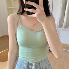 꿀쥬 분리형 캡 여성 크롭 끈나시 브라탑 2p