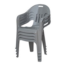 [공룡플라스틱] 야외용 플라스틱 팔걸의 의자(웰빙의자) 4개 세트, 웰빙의자 4개(회색)