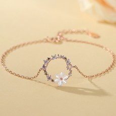 JINYA 금 싹 팔찌 여학생 한국 판 심 플 한 체인 순은 패션 아름 다운 글 씨 를 새 긴 규방 물엿 손 장식 로즈 골 드