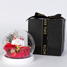 DOM마네키네코 프리저브드 유리돔, 1개, 레드