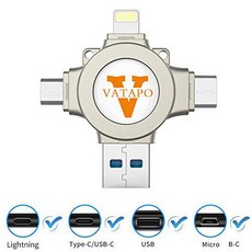 Vatapo 128GB 4 in 1 플래시드라이브 호환가능한 for 아이폰 11/ 6/ 7/ 8 플, 상세내용참조, 상세내용참조