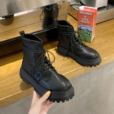 워커 여자 가을 옥스포드 블랙 통굽 빈티지 부츠YY