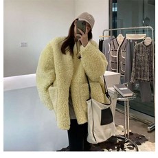 CHMALL 양털 코트 자켓 하프 노카라 오버핏 플리스