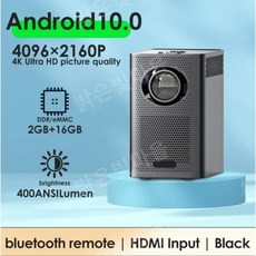 HONGTOP 미니 빔프로젝터 S30MAX 블랙 휴대용 스마트 무선 및 블루투스 4K 1080P 9500L, EU플러그