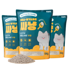 7CATS 싸냥 고양이모래 프리미엄 벤토나이트 무향 6kg x 3개입(18kg), 18kg, 1팩 - 벤토나이트분말