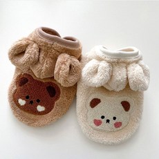 곰돌이 후드 강아지 고양이 옷 요크셔 포메 비숑 가을 겨울 따뜻한 반려동물 스웨터, 1개