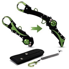 Night Cat Folding Fishing Lip Gripper Grabber Grip with Sheath Foldable Collapsible Fish Holder Con, green