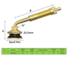TRJ650 대형 보어 싱글 벤드 스위블 어 밸브 TRSP2 Spud 포크 타입 캡 Earthmover 20.5mm 림 홀, 06 TRJ655-03